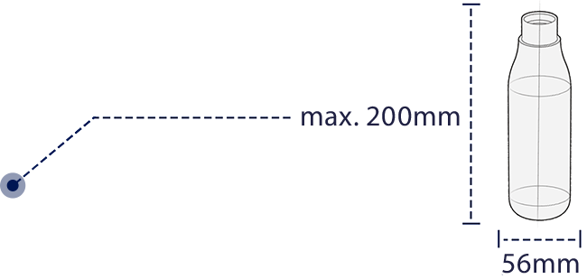 bottle dimension with max 200mm height